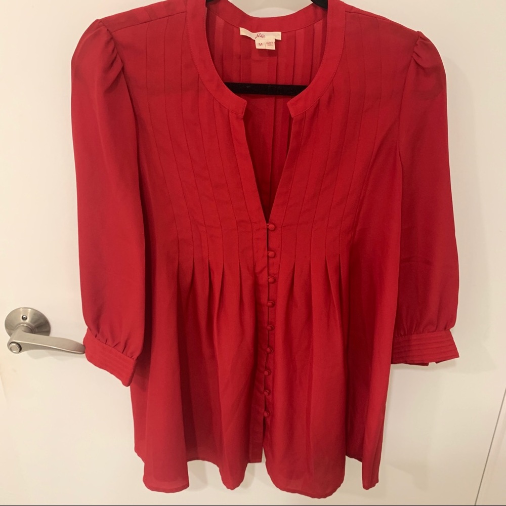 Joie Deep Red Flowy Blouse Size M